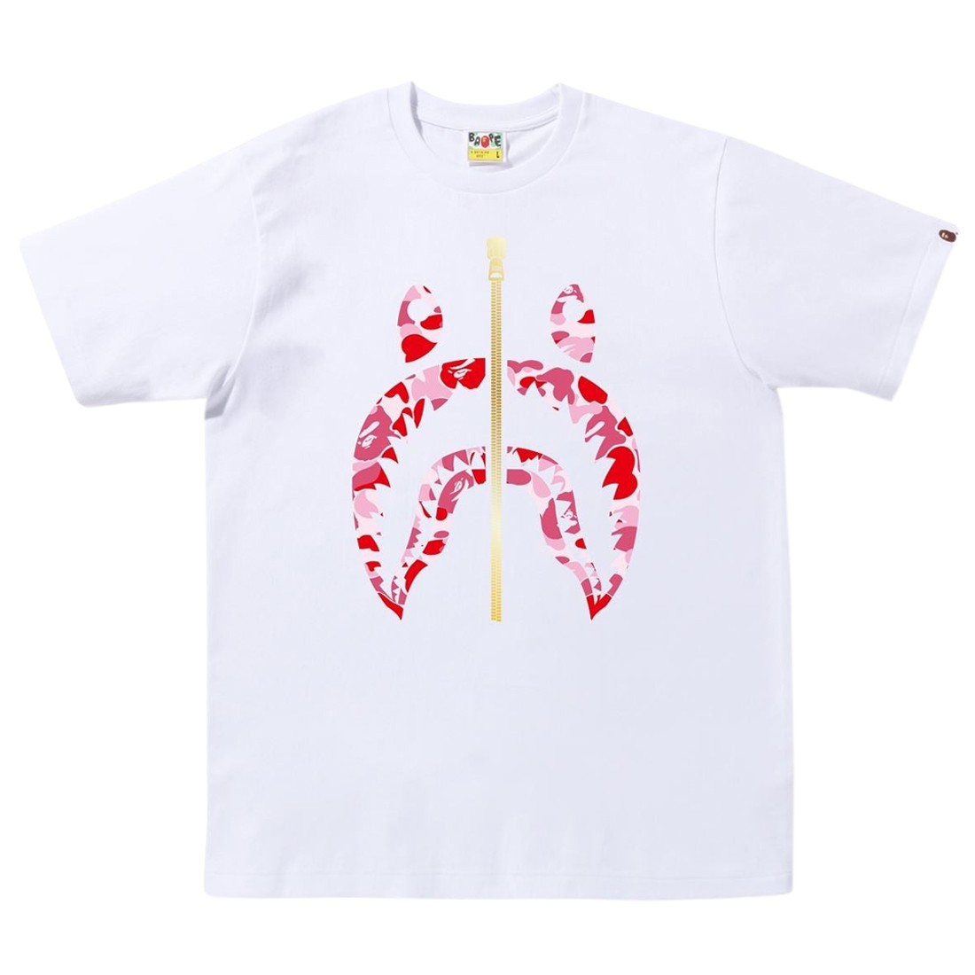 A Bathing Ape Men ABC Camo Shark Tee (white / pink)