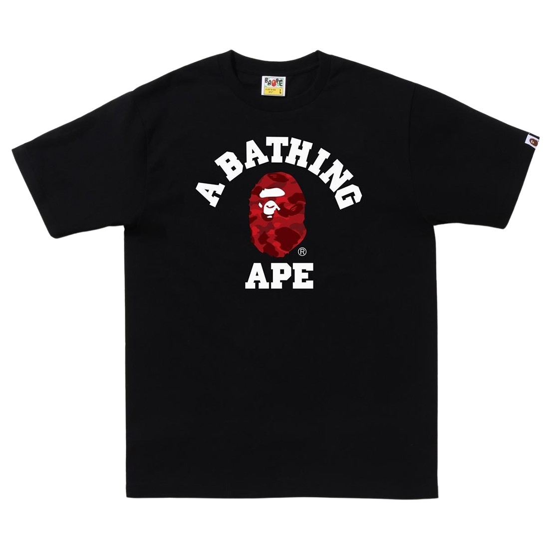 A Bathing Ape Men Color Camo College Tee (black / red)
