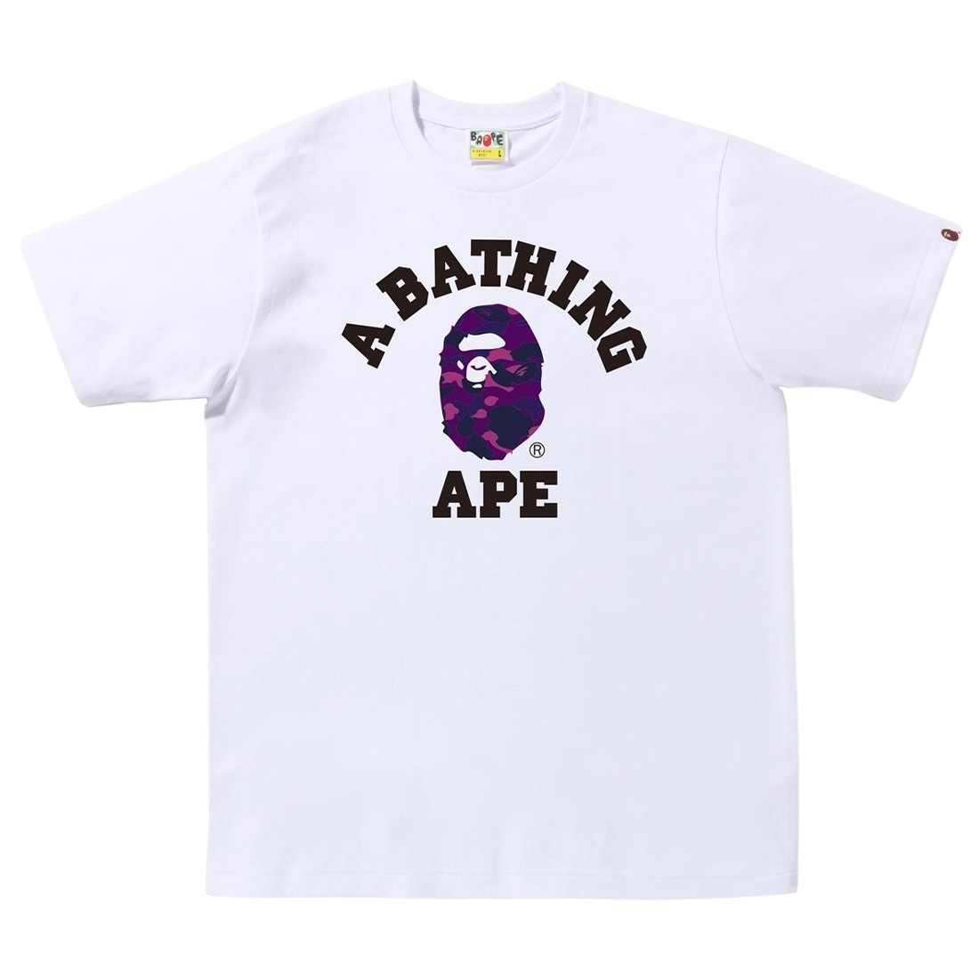 A Bathing Ape Men Color Camo College Tee (white / purple)