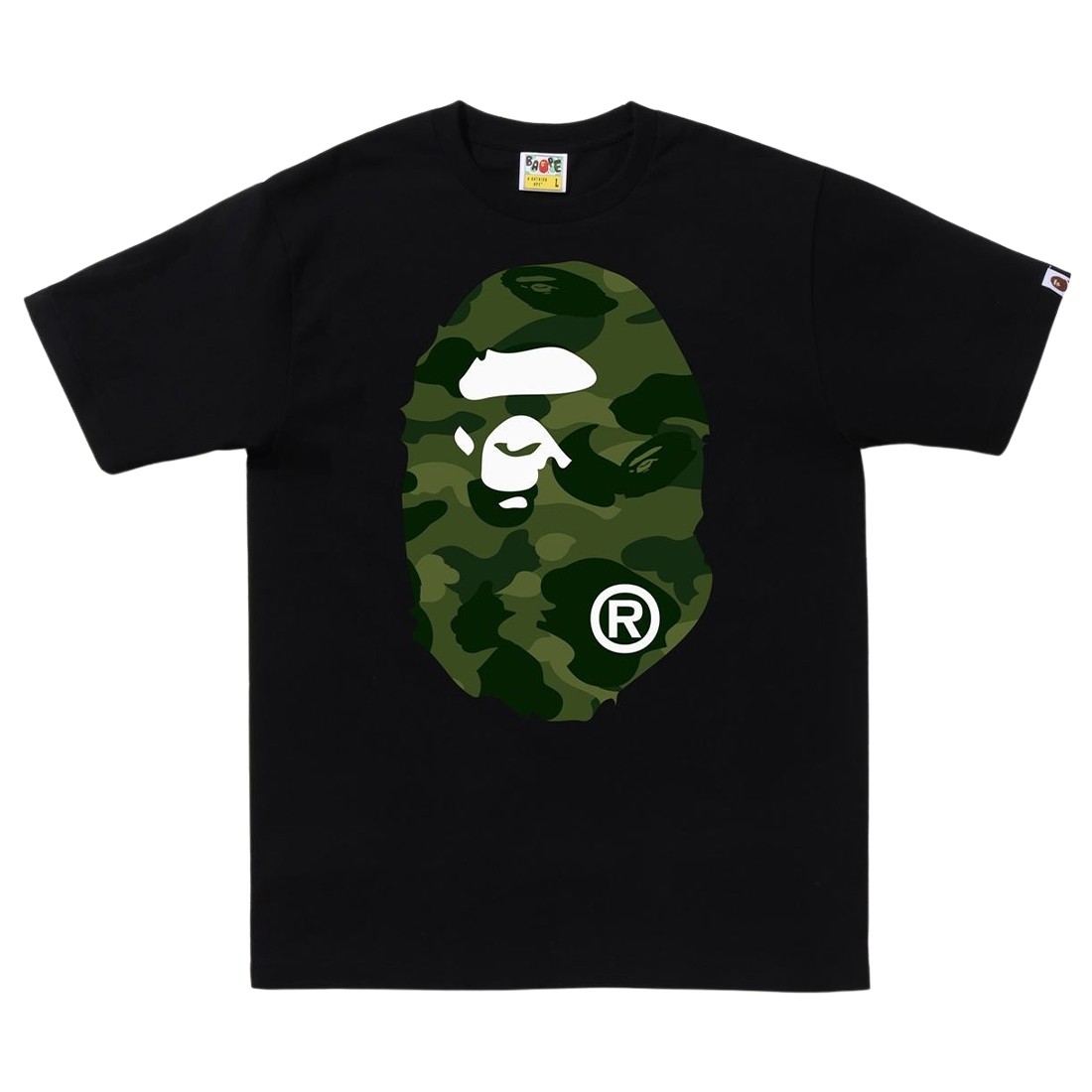 A Bathing Ape Men Color Camo Big Ape Head Tee (black / green)