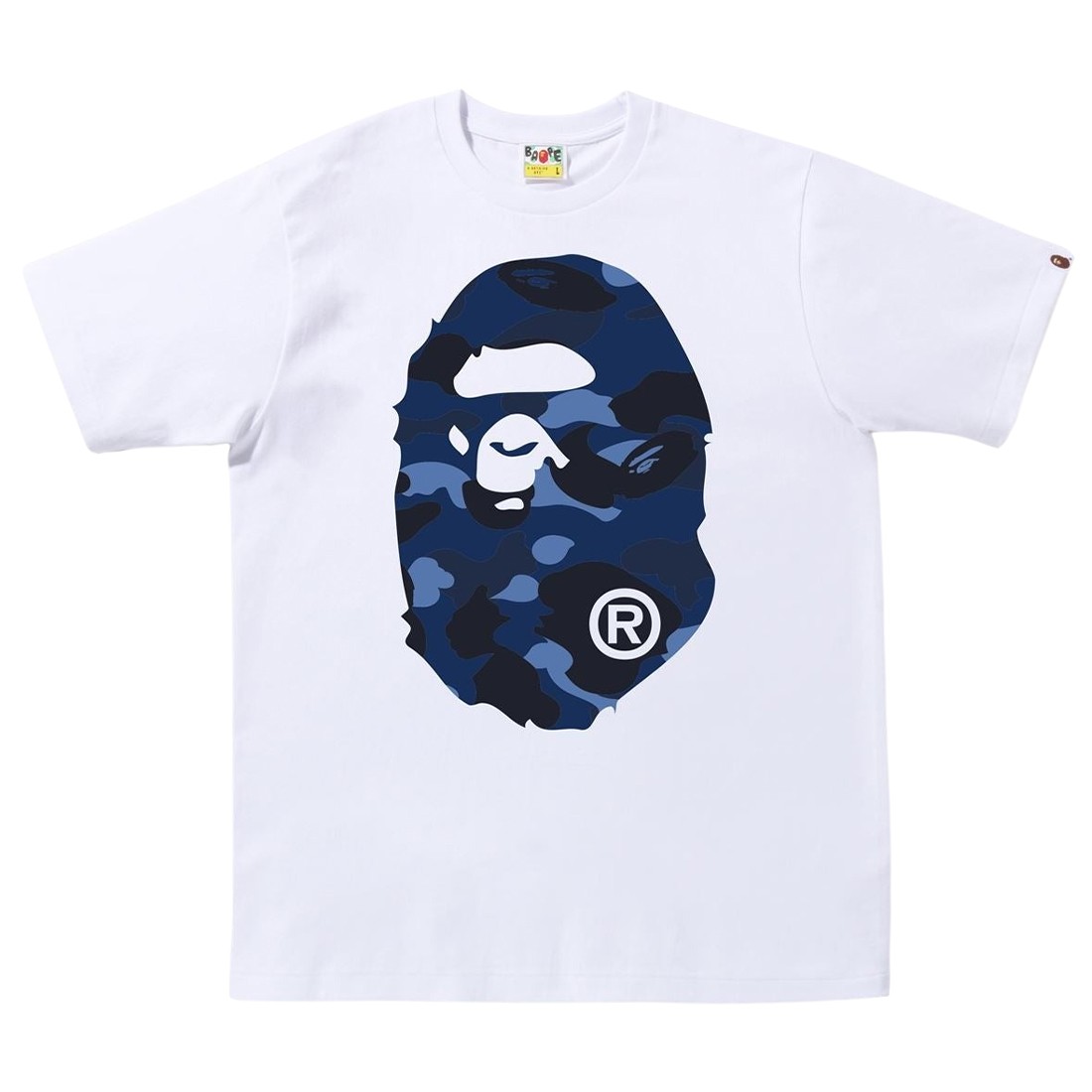 A Bathing Ape Men Color Camo Big Ape Head Tee (white / navy)