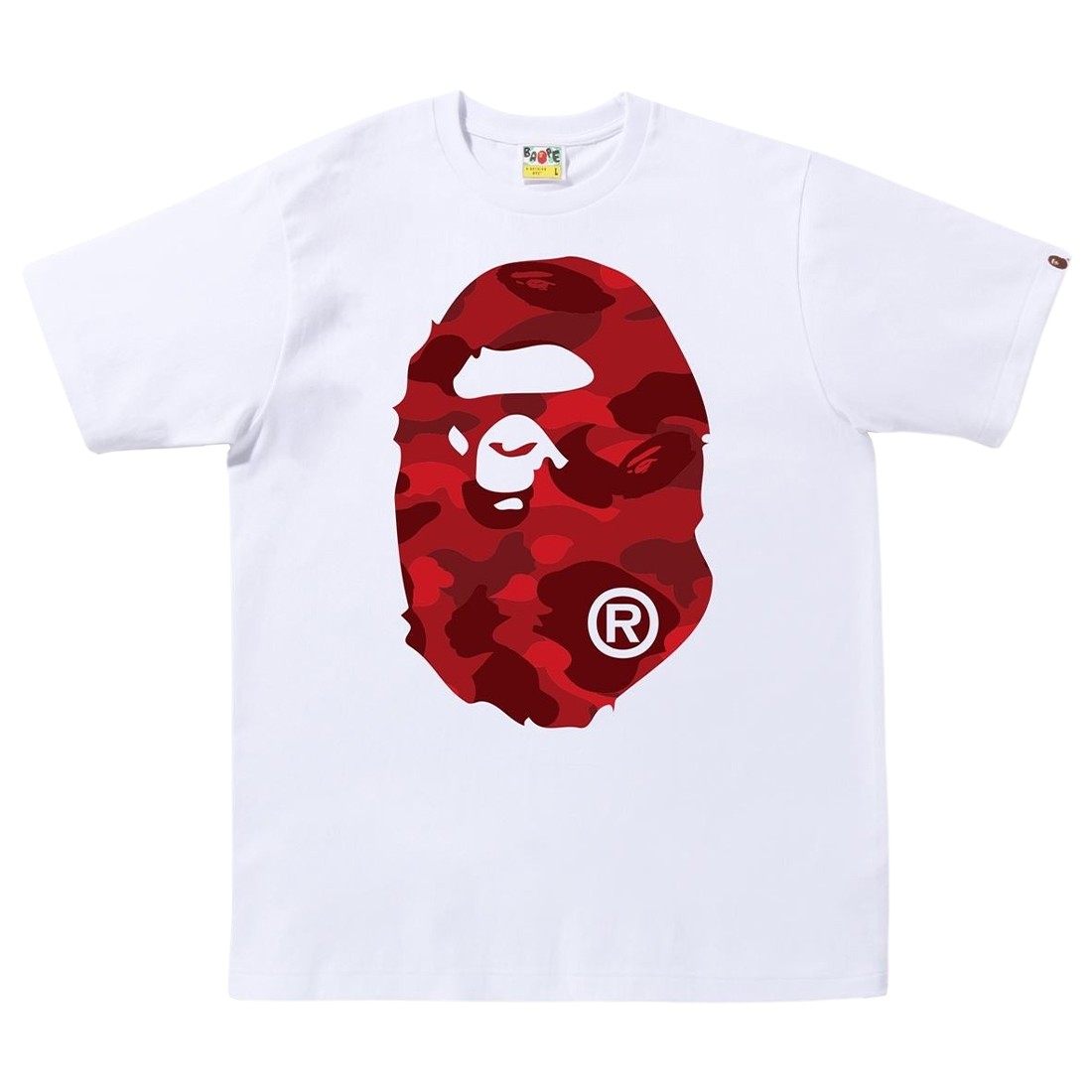 A Bathing Ape Men Color Camo Big Ape Head Tee (white / red)