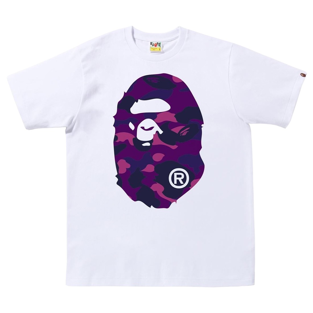 A Bathing Ape Men Color Camo Big Ape Head Tee (white / purple)