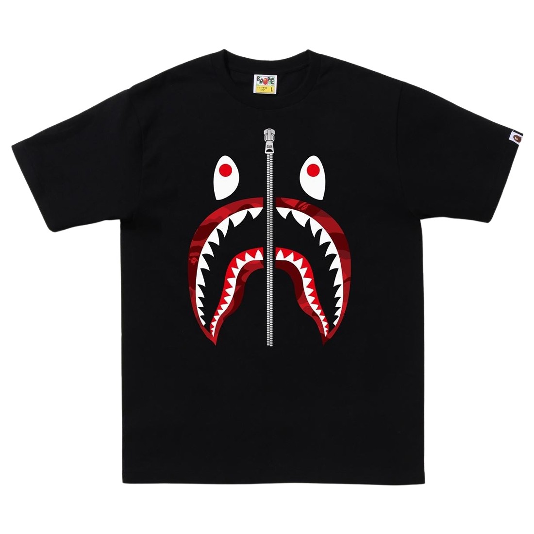 A Bathing Ape Men Color Camo Shark Tee (black / red)