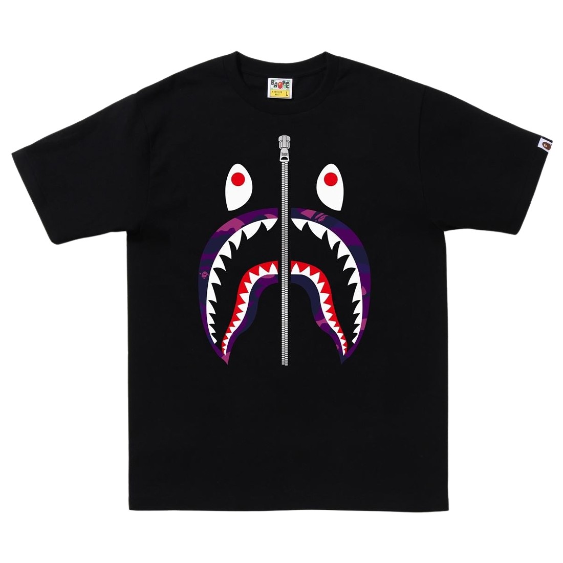 A Bathing Ape Men Color Camo Shark Tee (black / purple)