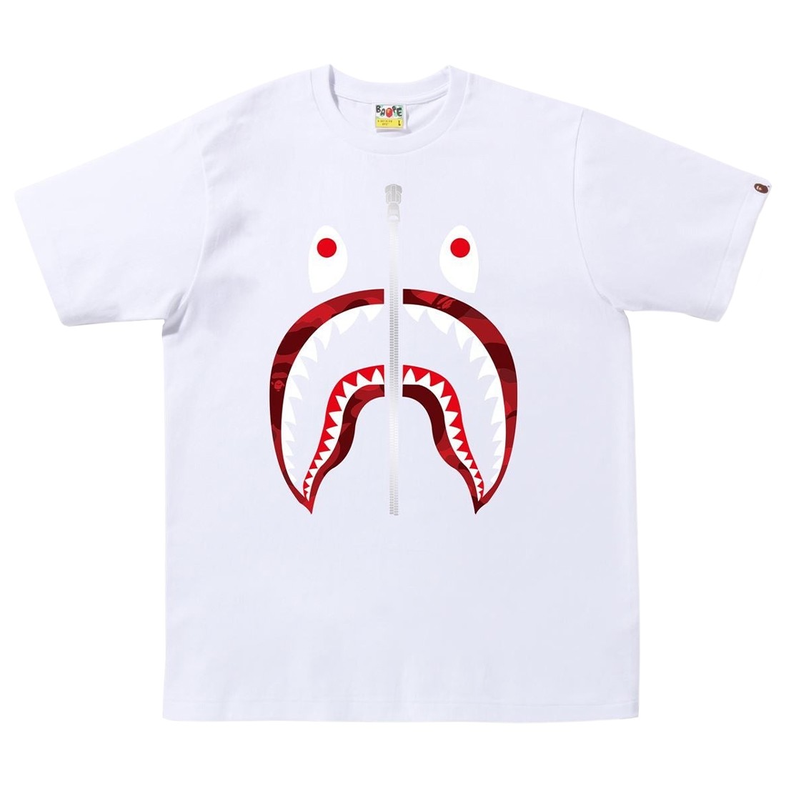A Bathing Ape Men Color Camo Shark Tee (white / red)