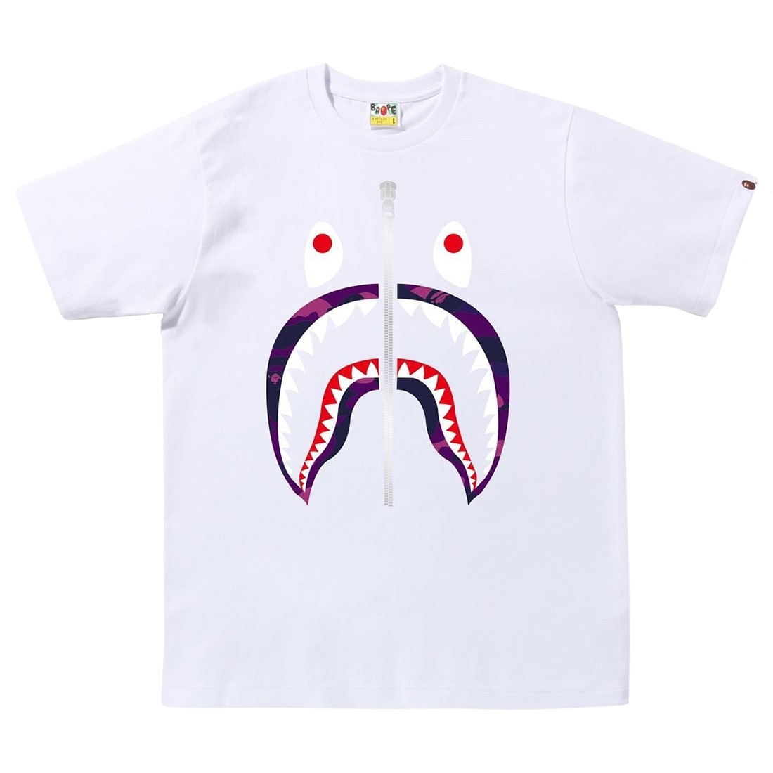 A Bathing Ape Men Color Camo Shark Tee (white / purple)
