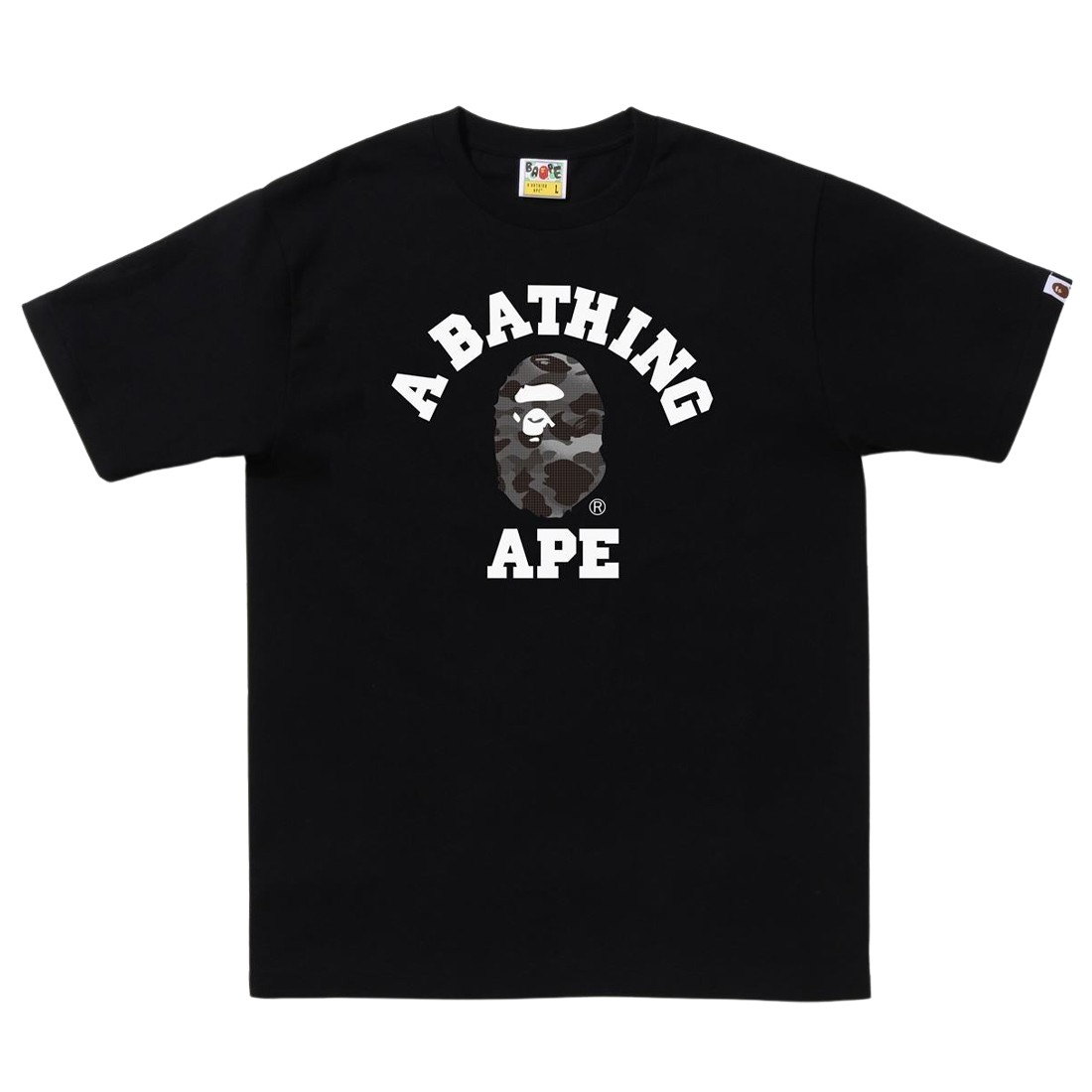 A Bathing Ape Men Grid Camo College Tee (black / black)