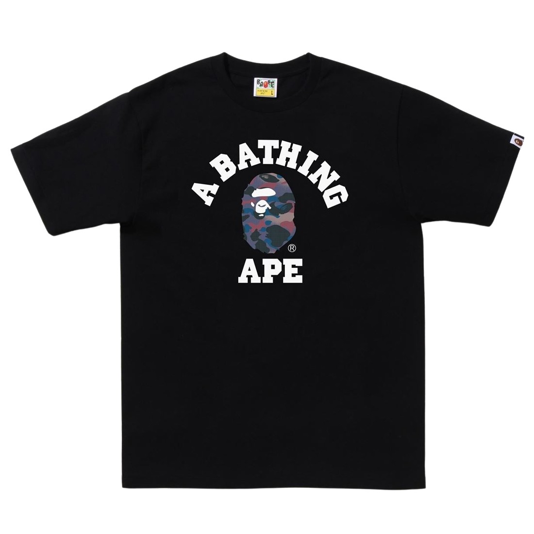 A Bathing Ape Men Grid Camo College Tee (black / purple)
