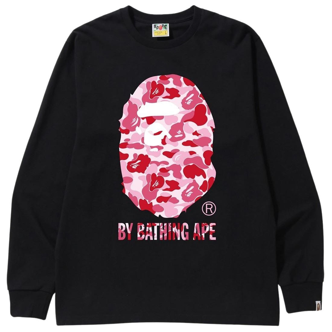 A Bathing Ape Men ABC Camo By Bathing Ape Long Sleeve Tee (black / pink)