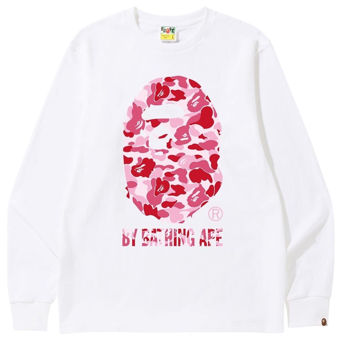 A Bathing Ape Men ABC Camo By Bathing Ape Long Sleeve Tee (white / pink)