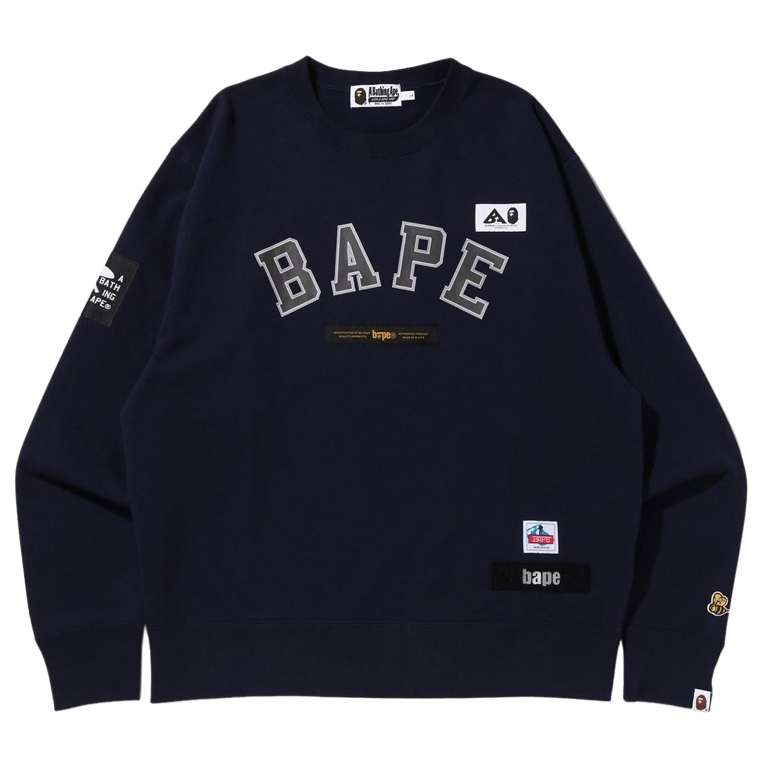 A Bathing Ape Men Bape Multi Label Relaxed Fit Crewneck (navy)