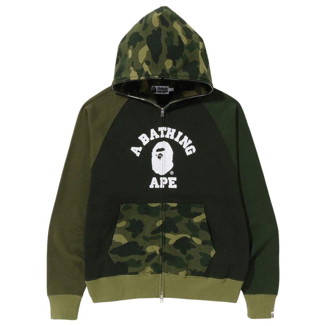 A Bathing Ape Men Color Camo Relaxed Fit Full Zip Hoodie (green)
