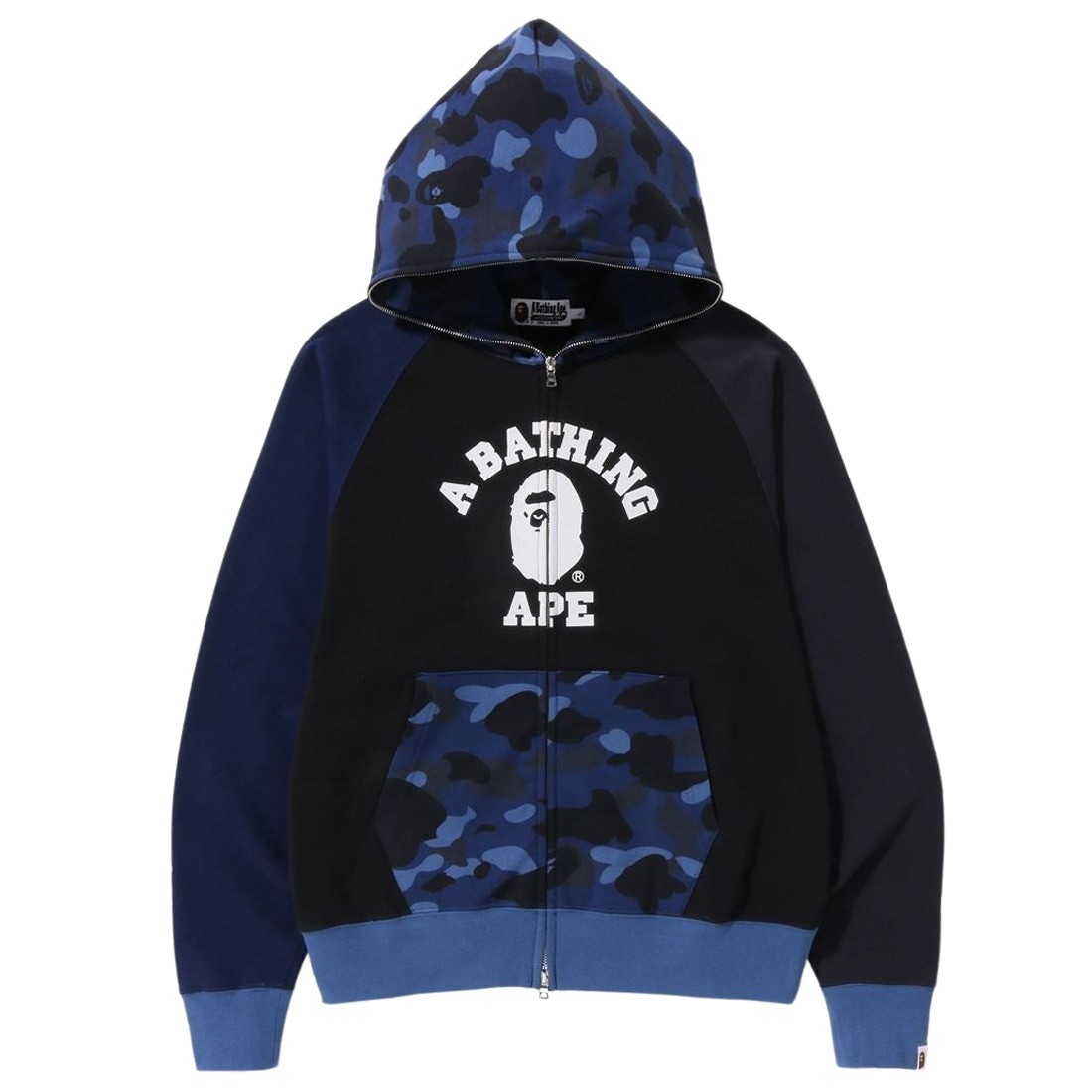 A Bathing Ape Men Color Camo Relaxed Fit Full Zip Hoodie (navy)