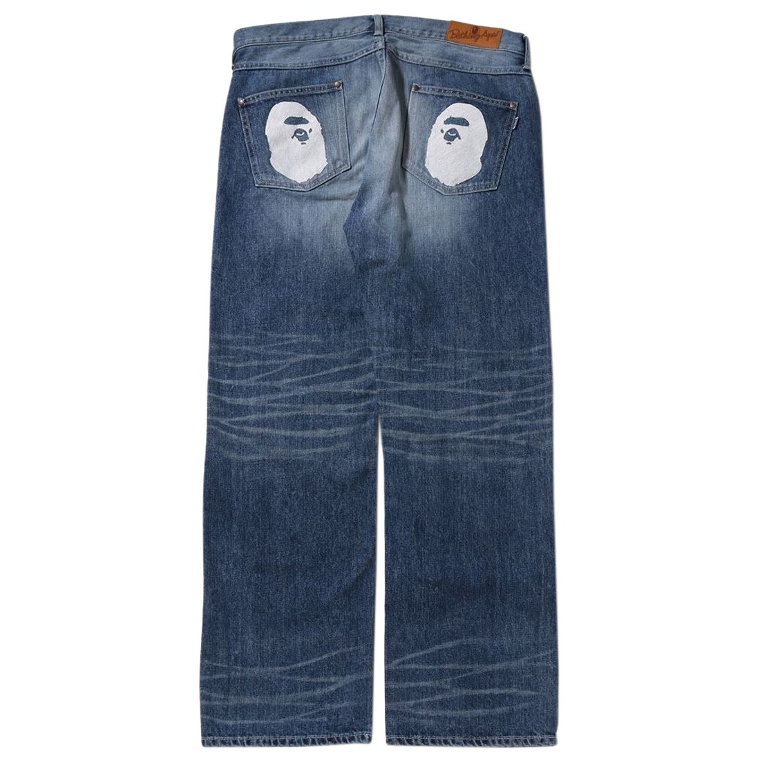 A Bathing Ape Men Ape Head Relaxed Fit Denim Pants (blue / light indigo)