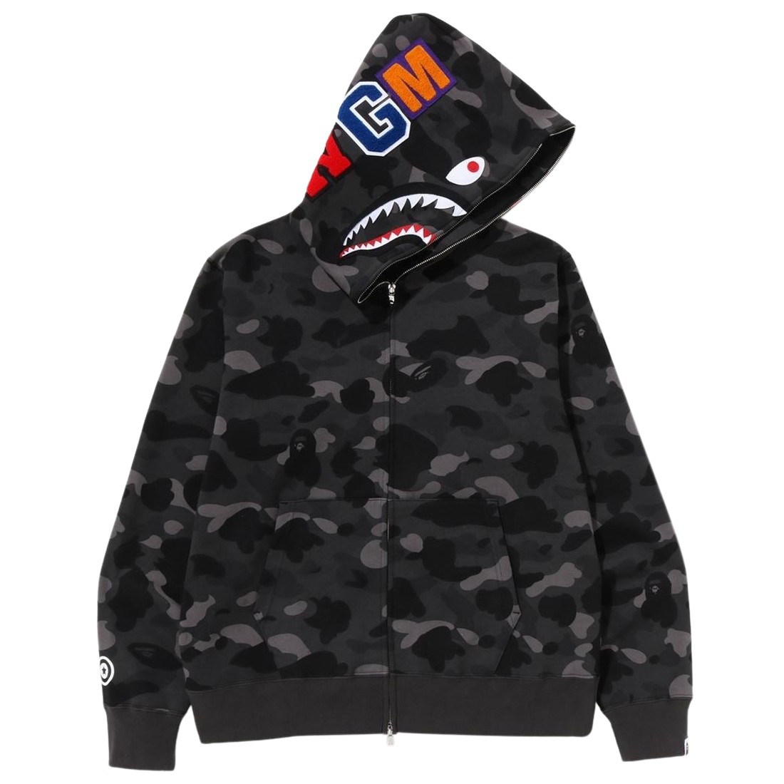 A Bathing Ape Men Color Camo Shark Full Zip Hoodie (black)