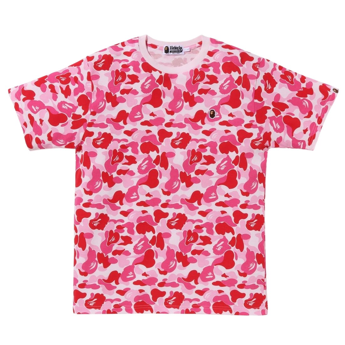 A Bathing Ape Men ABC Camo Ape Head One Point Tee (pink)