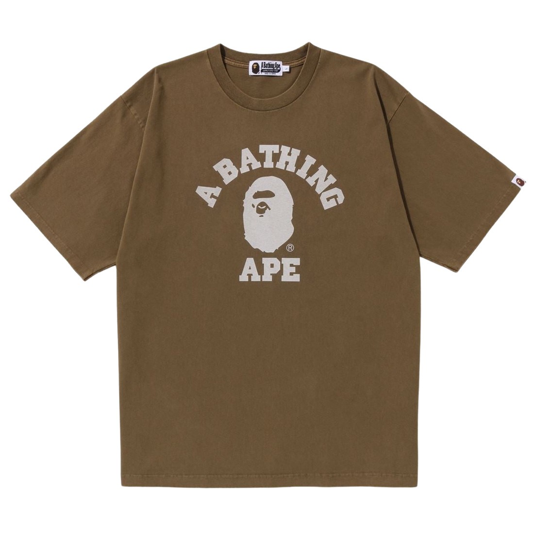 A Bathing Ape Men Pigment Dyed College Relaxed Fit Tee (beige)