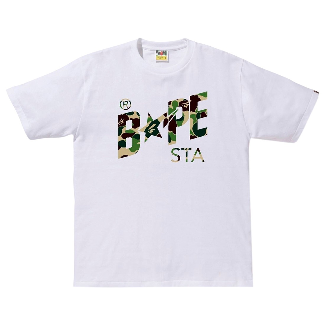 A Bathing Ape Men ABC Camo Bape Sta Logo Tee (white / green)