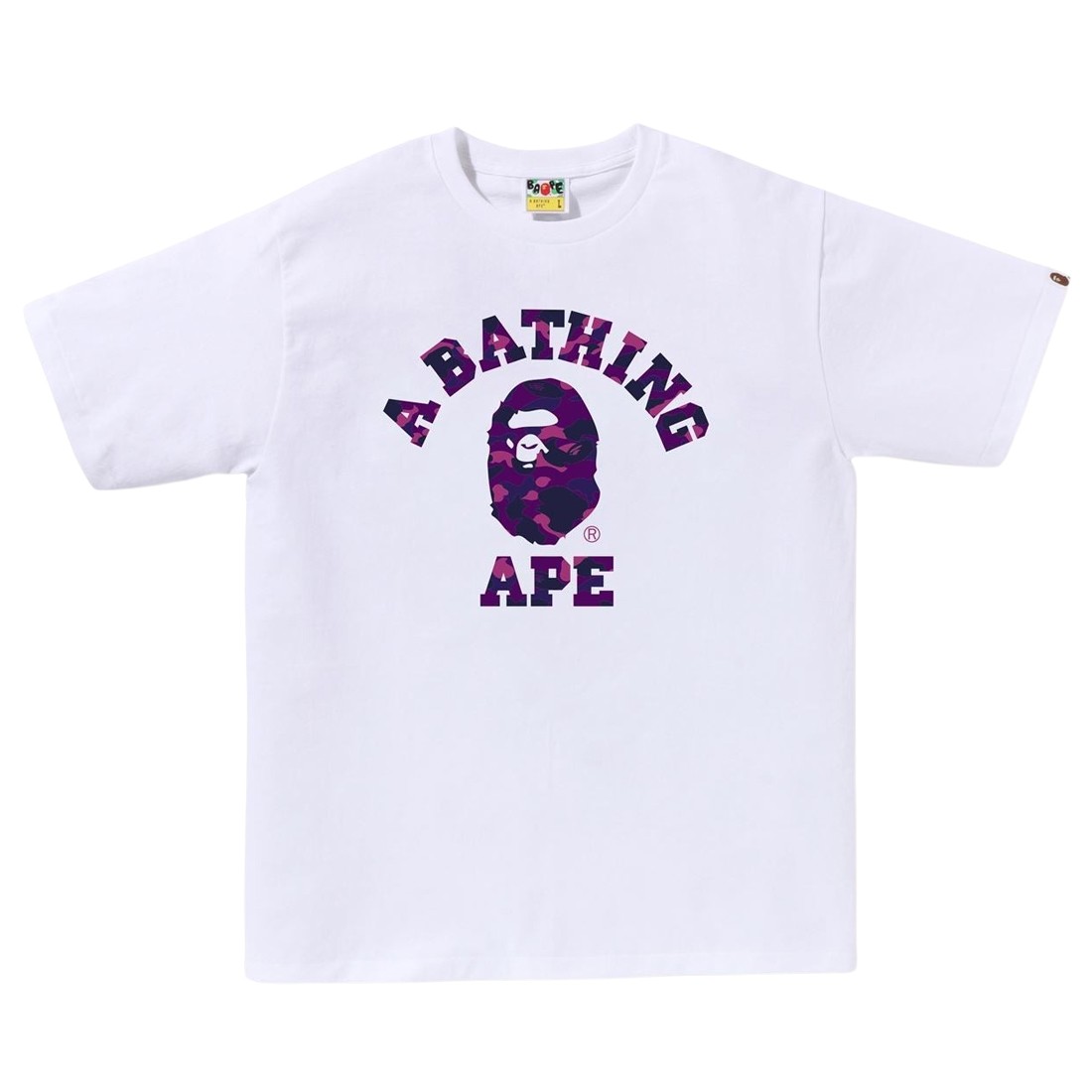 A Bathing Ape Men Color Camo College Tee (white / purple)