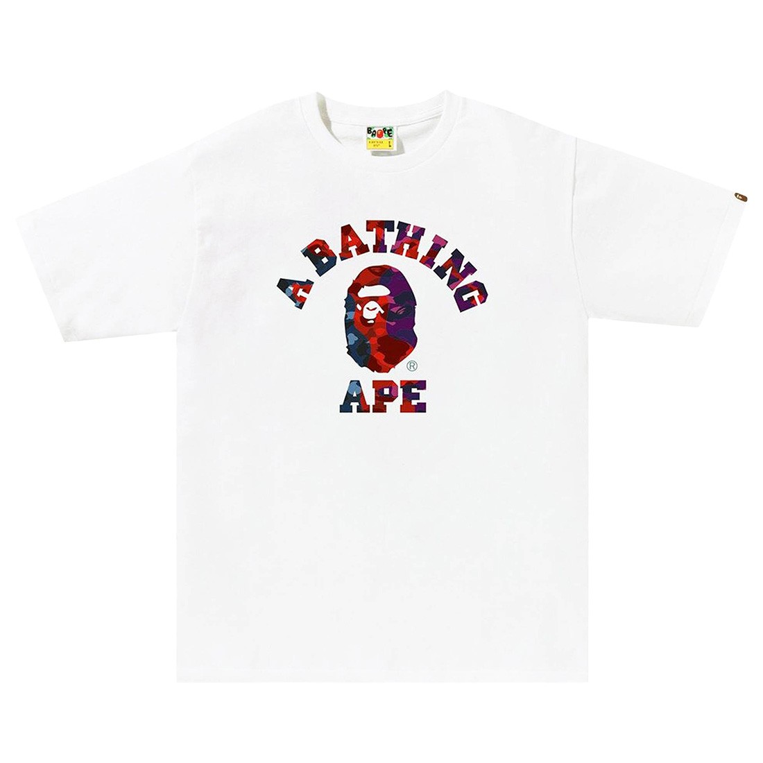 A Bathing Ape Men Coloe Camo Crazy College Tee (white)