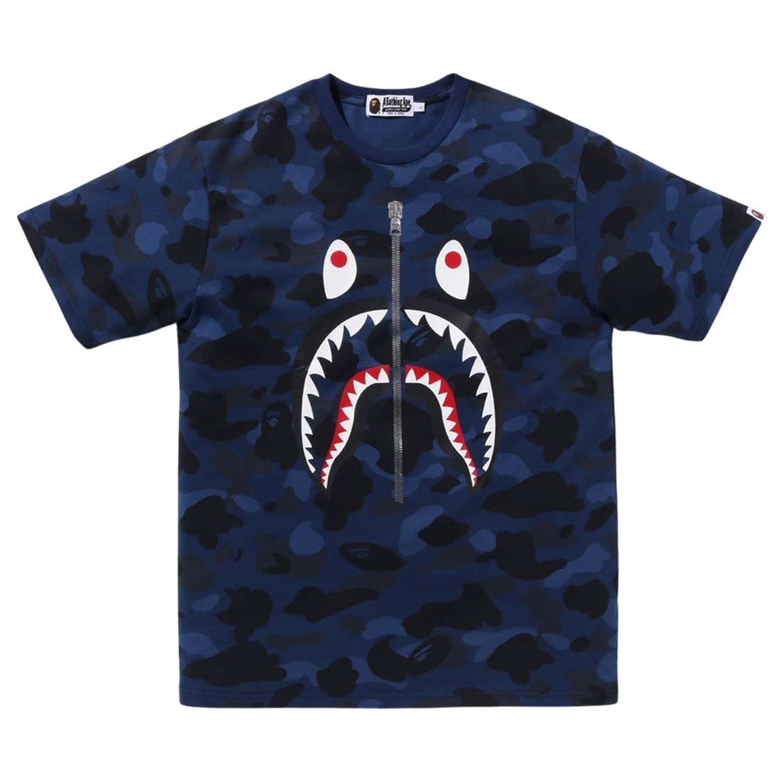 A Bathing Ape Men Color Camo Shark Tee (navy)