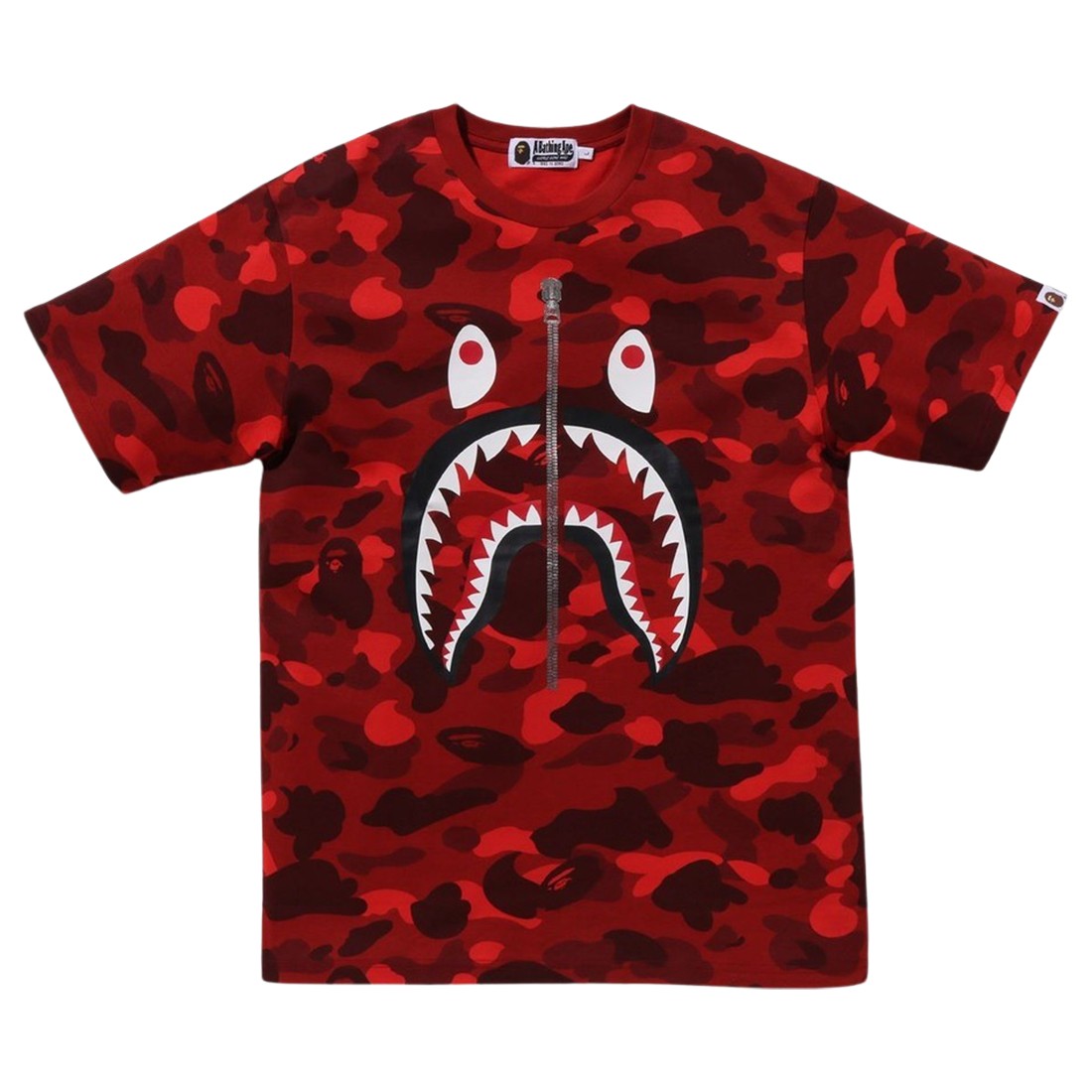 A Bathing Ape Men Color Camo Shark Tee (red)