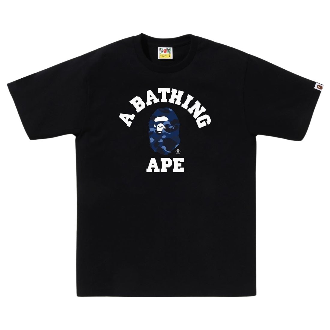 A Bathing Ape Men Color Camo College Tee (black / navy)