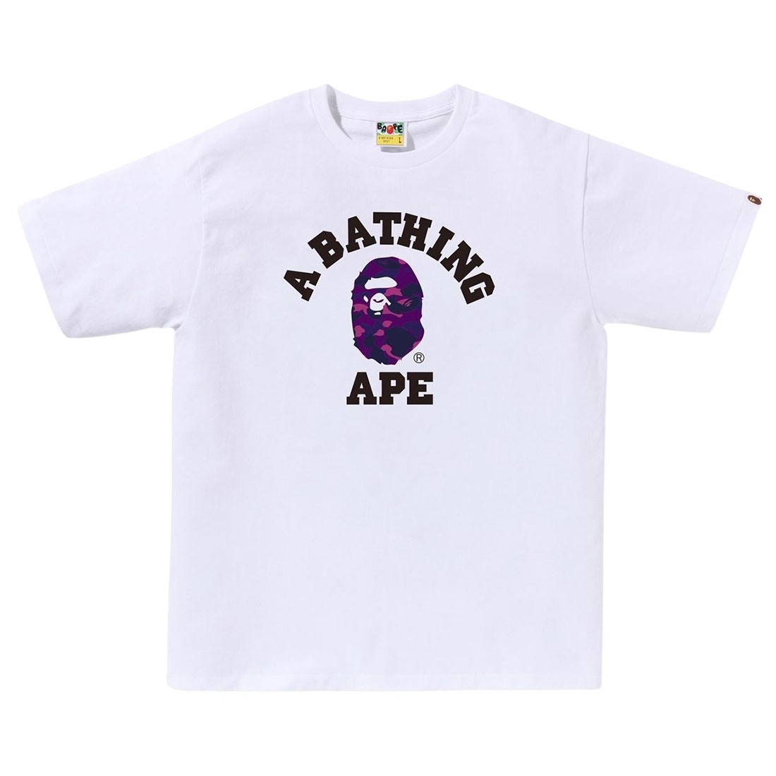 A Bathing Ape Men Color Camo College Tee (white / purple)