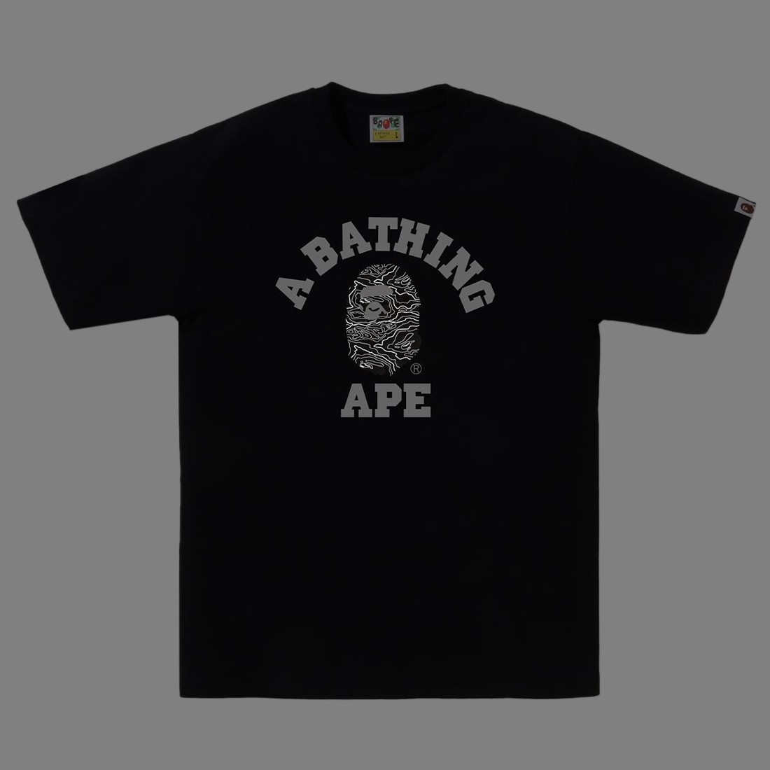 A Bathing Ape Men Layered Line Camo College Tee (black / black)