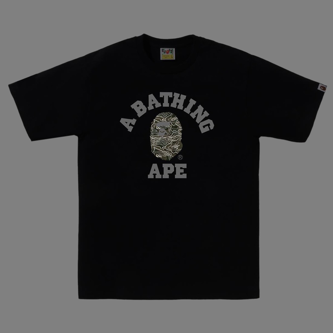 A Bathing Ape Men Layered Line Camo College Tee (black / beige)