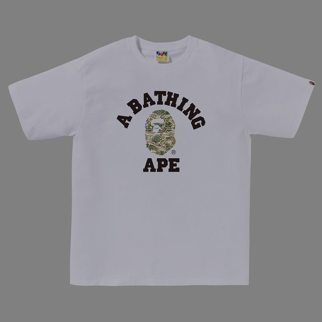 A Bathing Ape Men Layered Line Camo College Tee (white / beige)