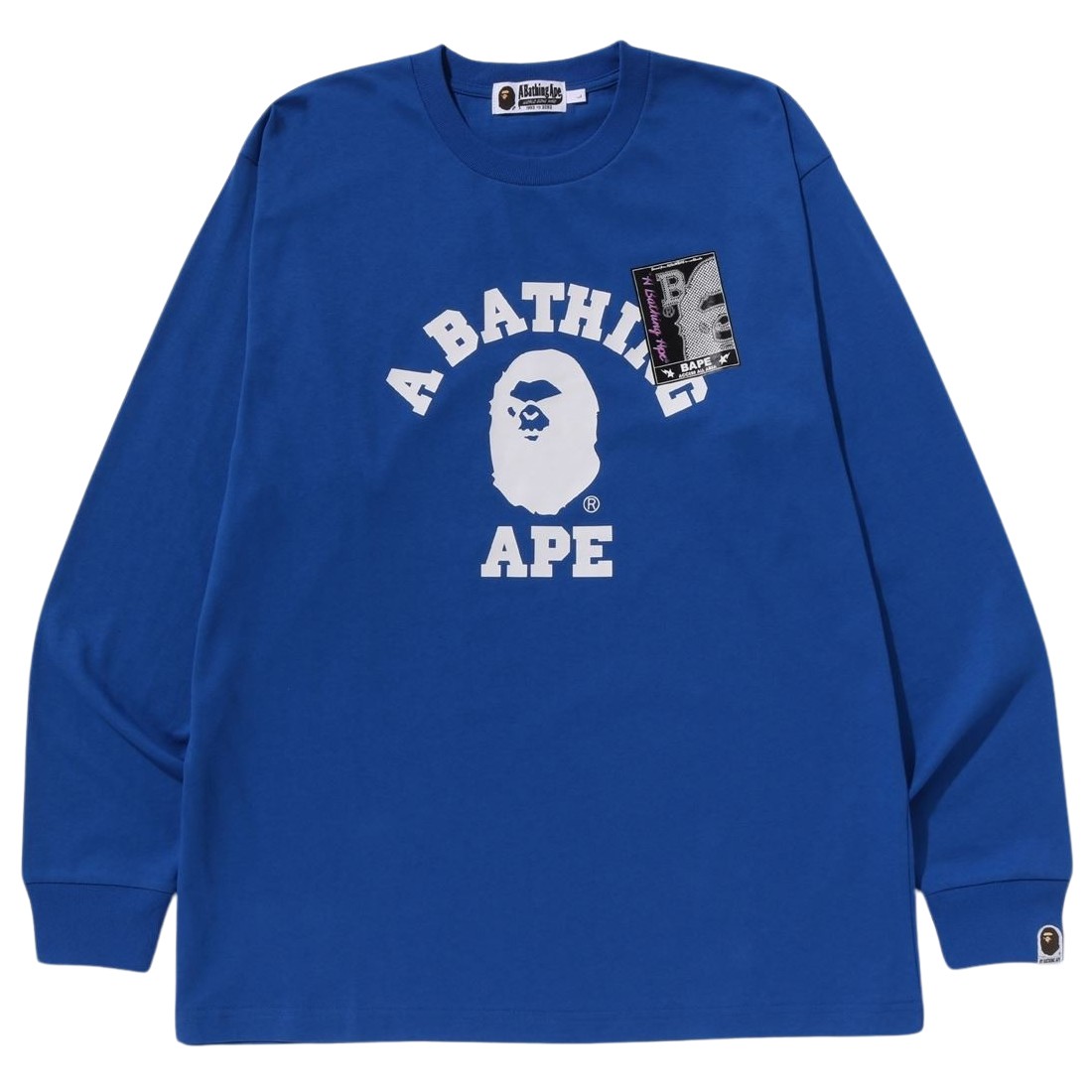 A Bathing Ape Men Mad Face College Long Sleeve Tee (blue)