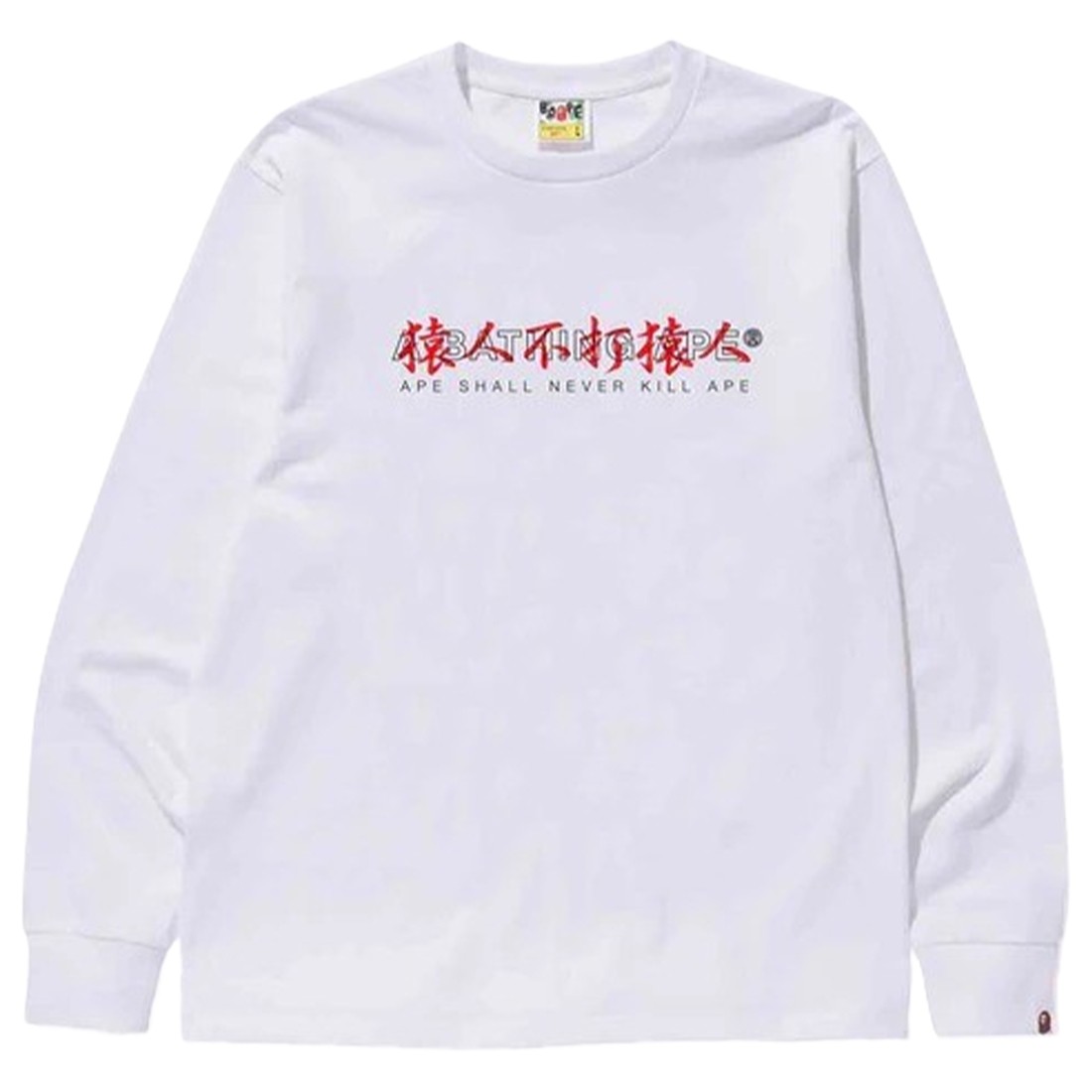A Bathing Ape Men Kanji Logo Asnka Long Sleeve Tee (white)