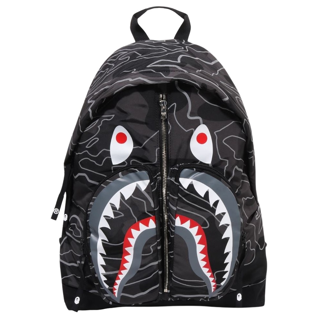 A Bathing Ape Layered Line Camo Shark Day Pack (black)