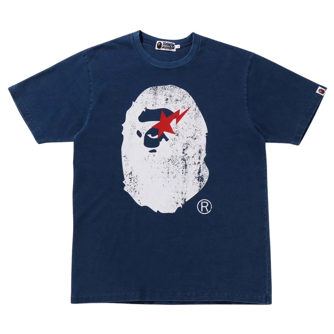 A Bathing Ape Men Ape Head Indigo Tee (blue / light indigo)