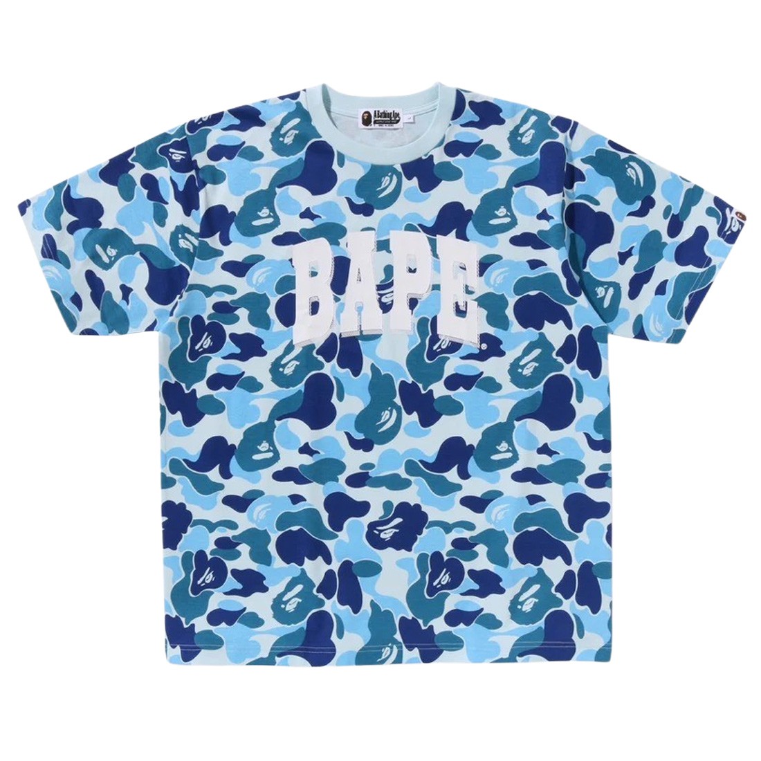 A Bathing Ape Men ABC Camo Relaxed Fit Bape Logo Tee (blue)
