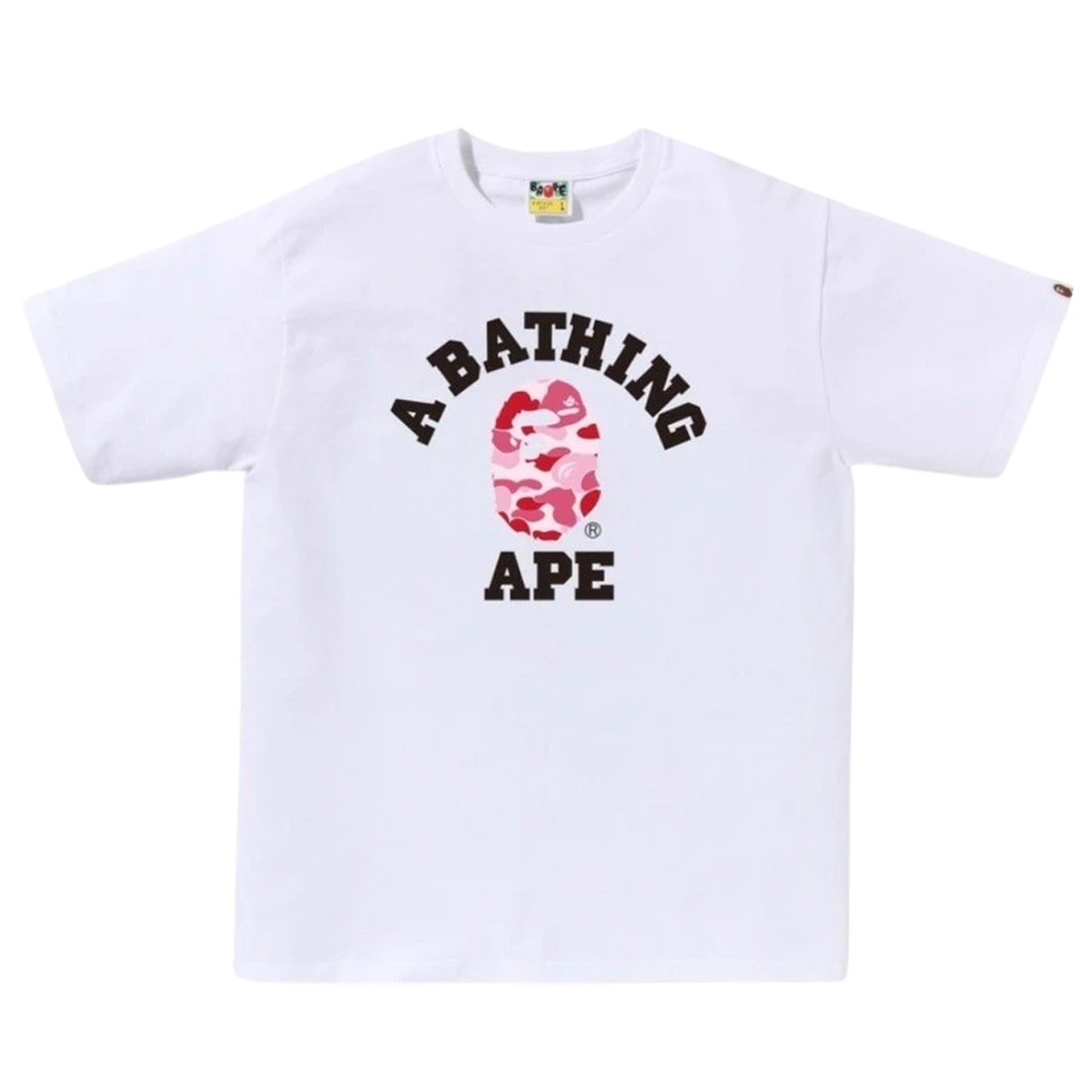 A Bathing Ape Men ABC Camo College Tee (white / pink)