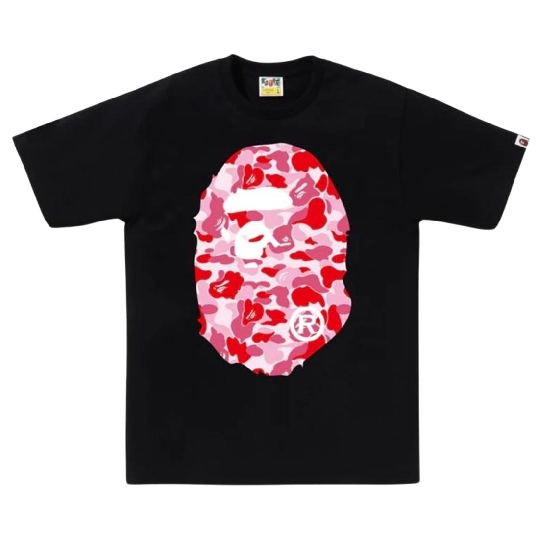 A Bathing Ape Men ABC Camo Big Ape Head Tee (black / pink)