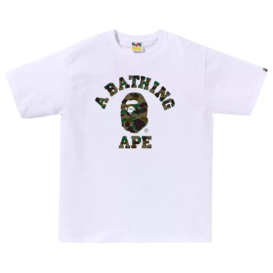 A Bathing Ape Men 1st Camo College Tee (white / green)