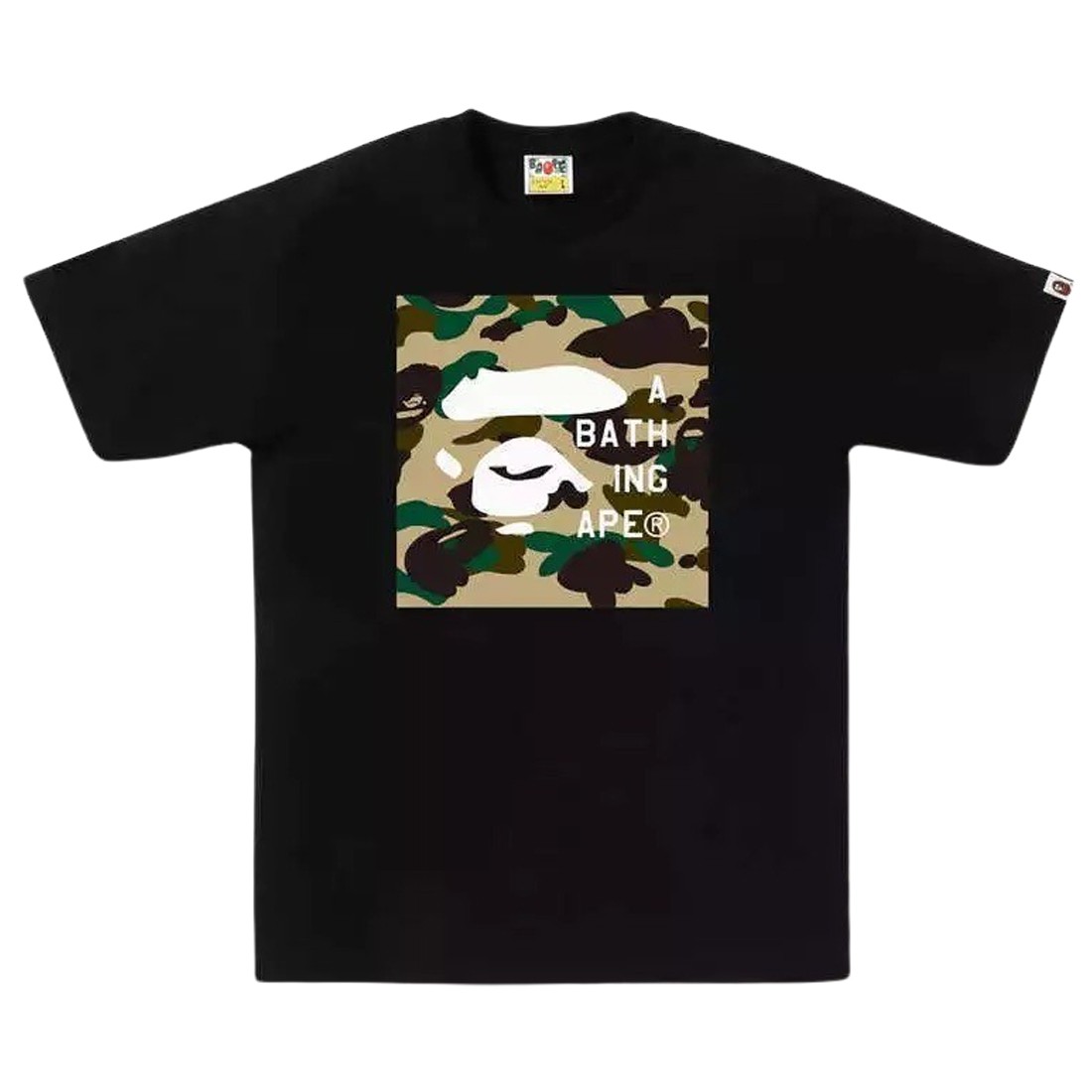 A Bathing Ape Men 1st Camo Bape Face Tag Logo Tee (black)