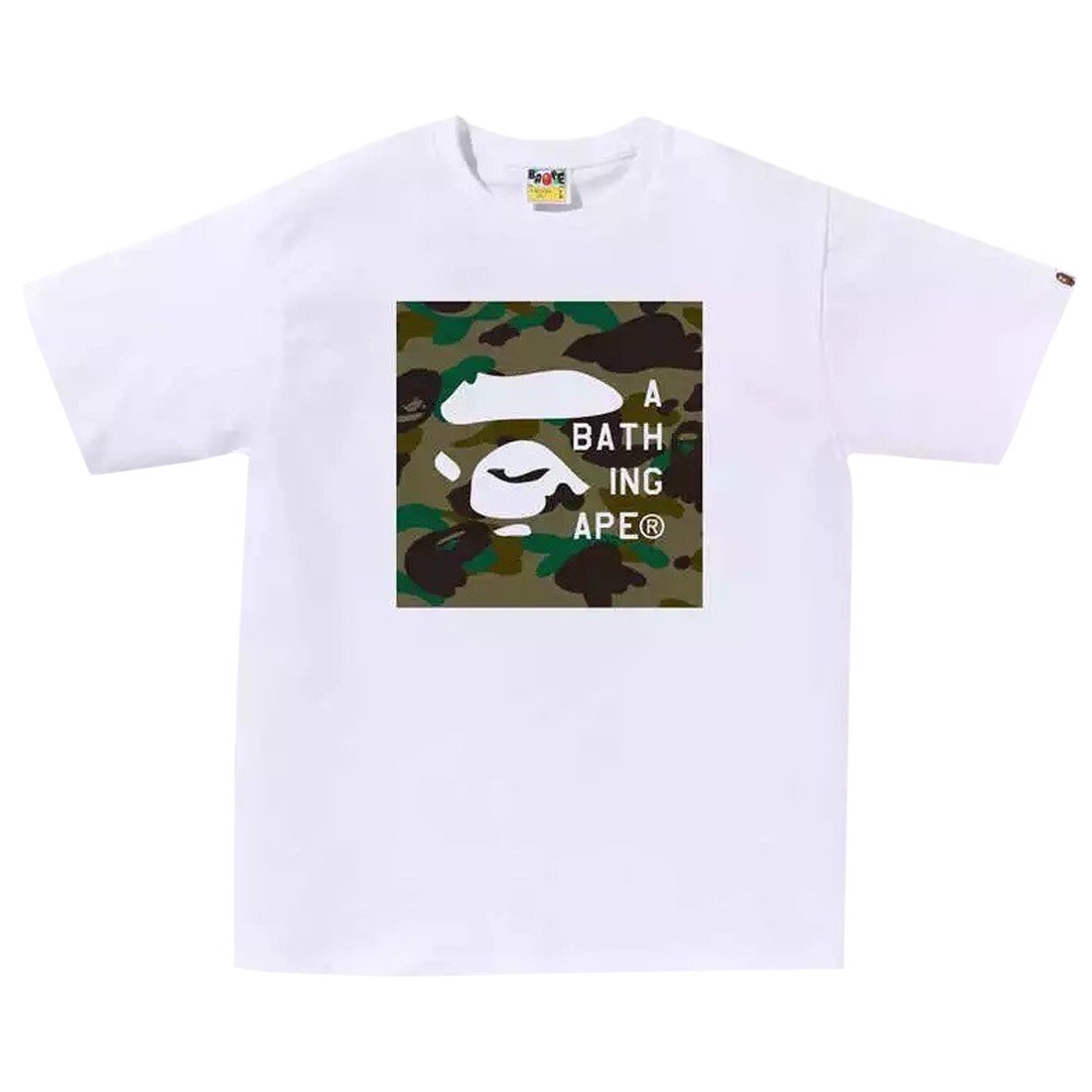 A Bathing Ape Men 1st Camo Bape Face Tag Logo Tee (white)