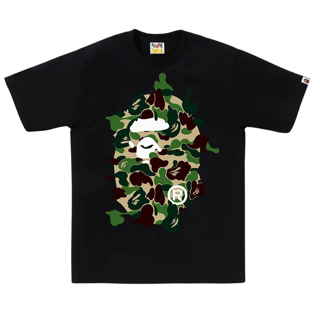 A Bathing Ape Men ABC Camo Rebuild Big Ape Head Tee (black / green)