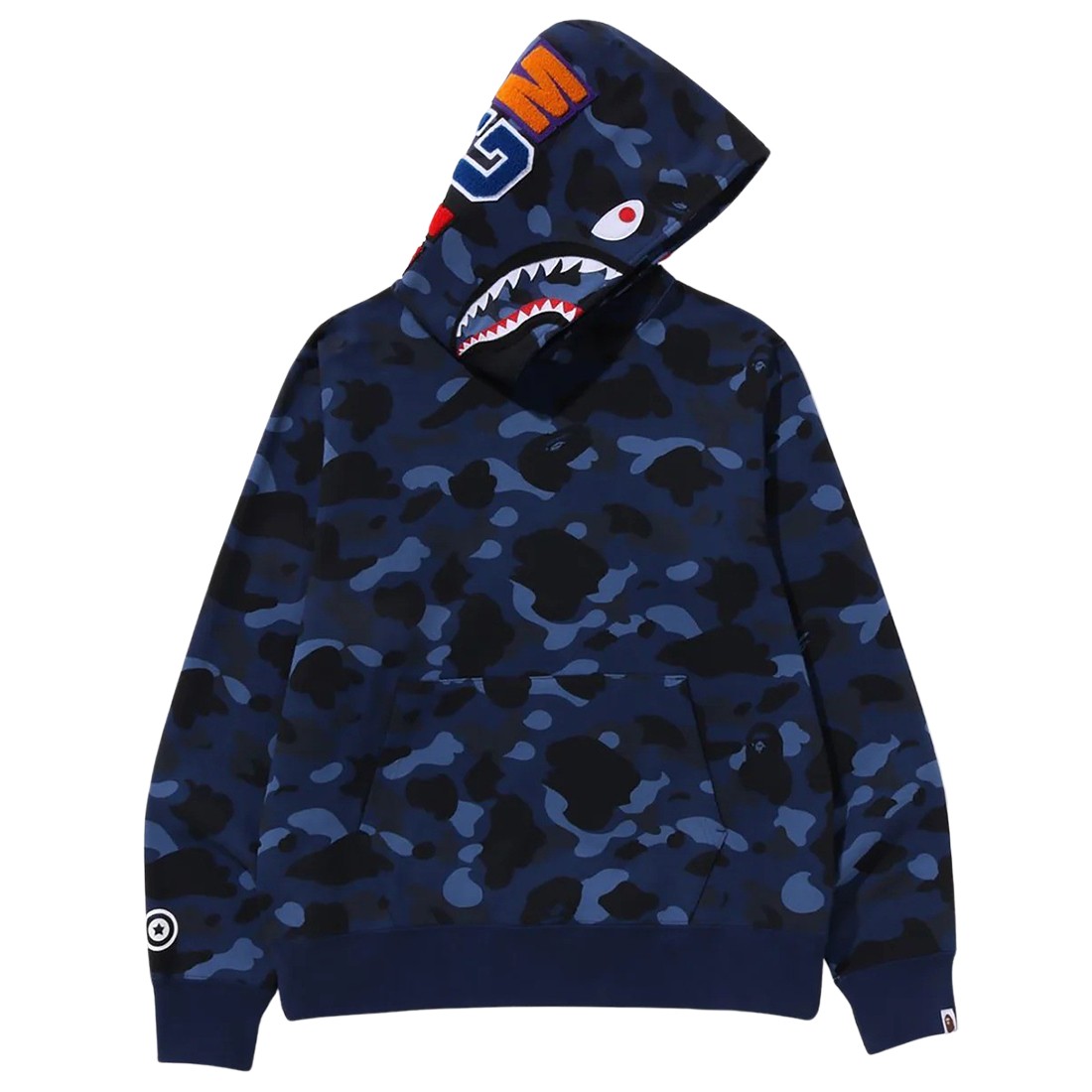 A Bathing Ape Men Color Camo Shark Pullover Hoodie (navy)
