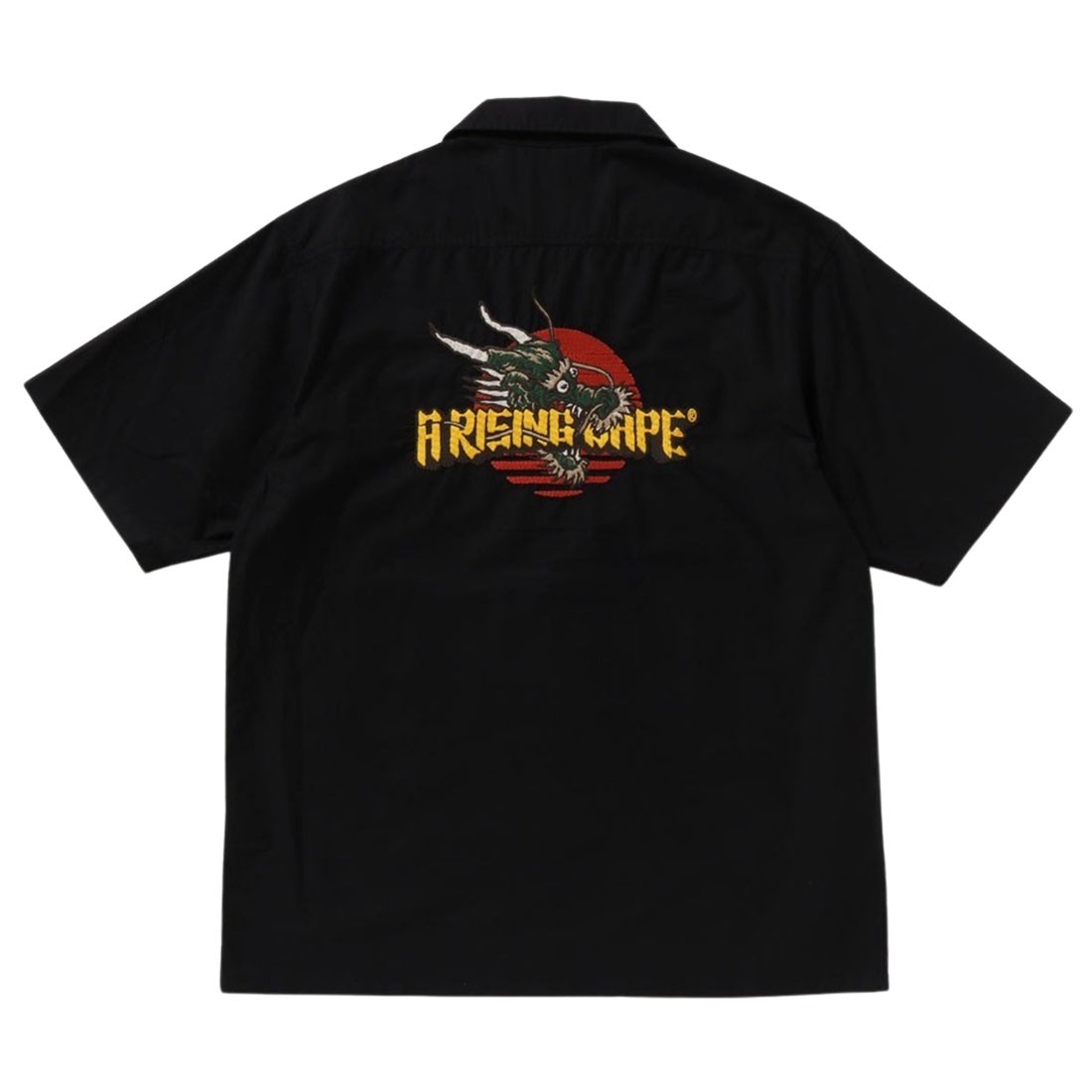A Bathing Ape Men Dragon Embroidery Open Collar Shirt (black)