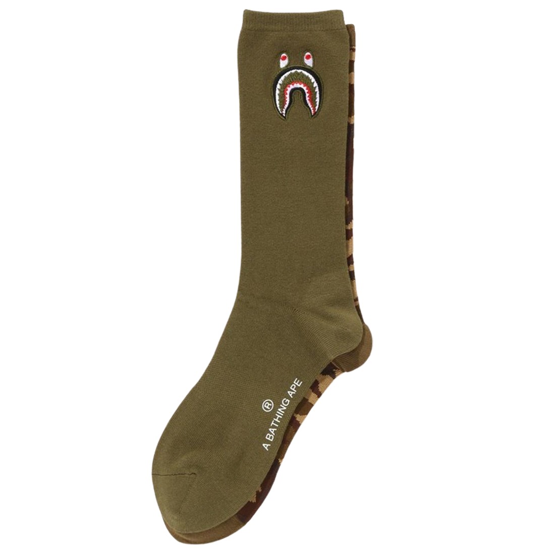 A Bathing Ape Men 1st Shark Socks (olive / olive drab)
