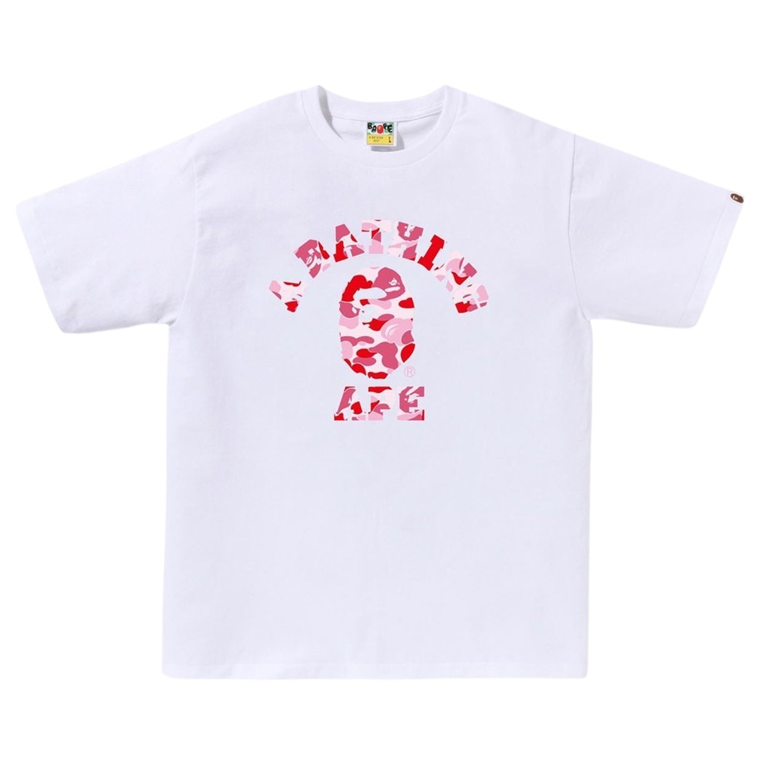 A Bathing Ape Men ABC Camo College Tee (white / pink)