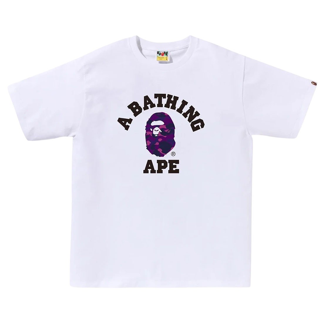 A Bathing Ape Men Color Camo College Tee (white / purple)