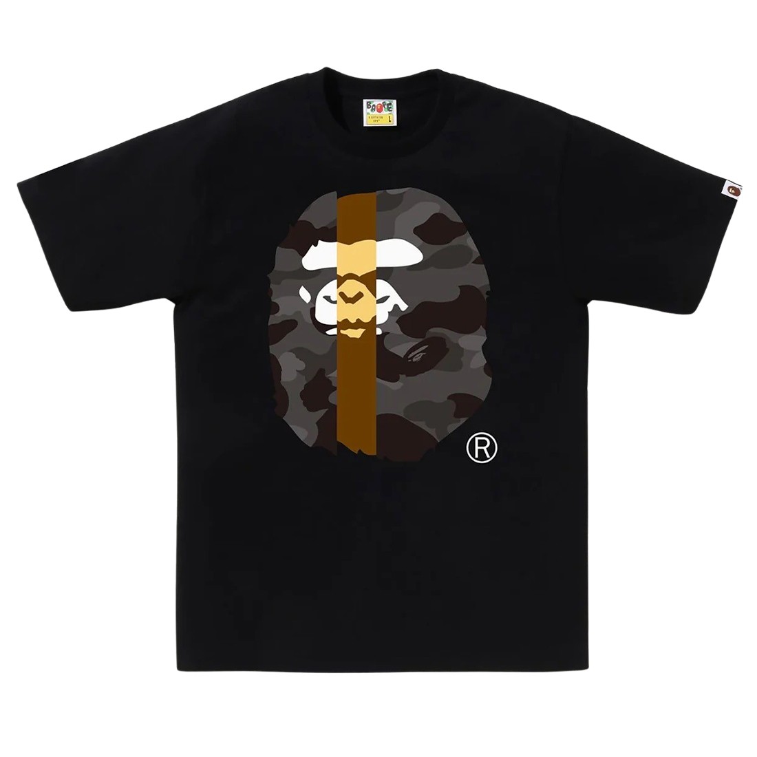 A Bathing Ape Men Color Camo Transform Big Ape Head Tee (black / black)