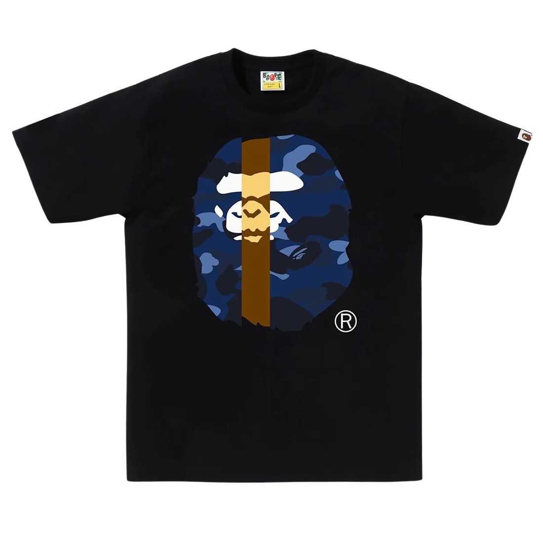 A Bathing Ape Men Color Camo Transform Big Ape Head Tee (black / navy)